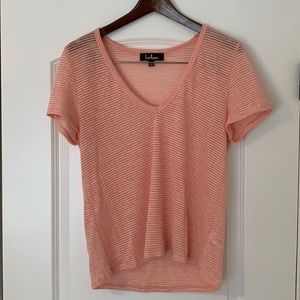 Lulu’s sheer pink striped top
